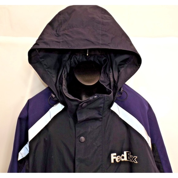 FedEx Stan Herman VF Imagewear Reflective Rain Coat Hooded Size MED - REG - Picture 2 of 16